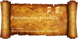 Pavlekovics Belián névjegykártya